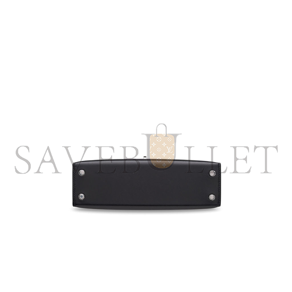 H**mes mini kelly ii box leather with palladium hardware (19*12*5.5cm)